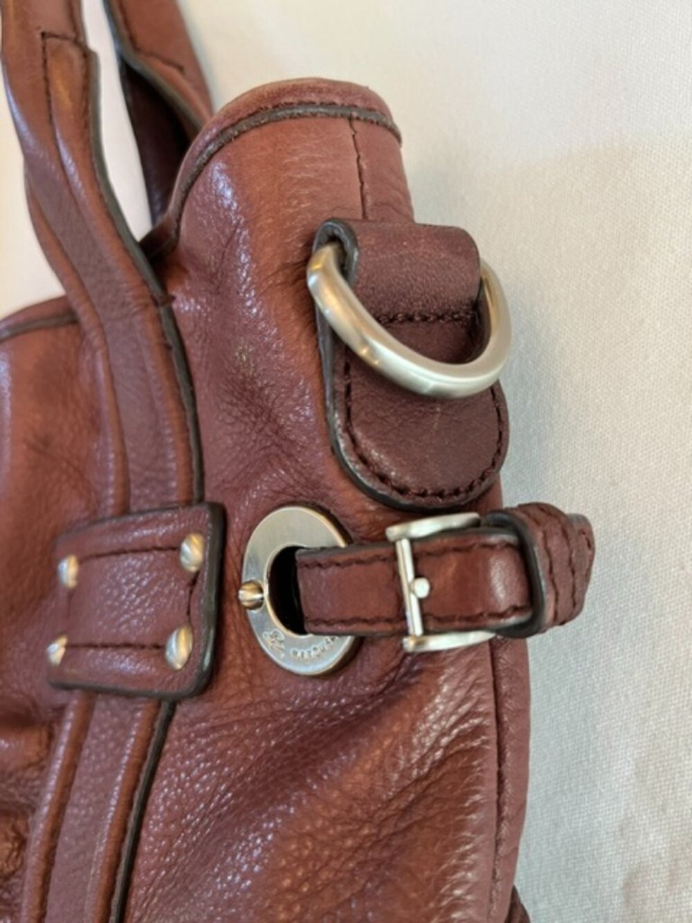 B. MAKOWSKY | Cognac Brown Pebbled Leather Shoulder Bag Hobo-EUC - Picture 4 of 15